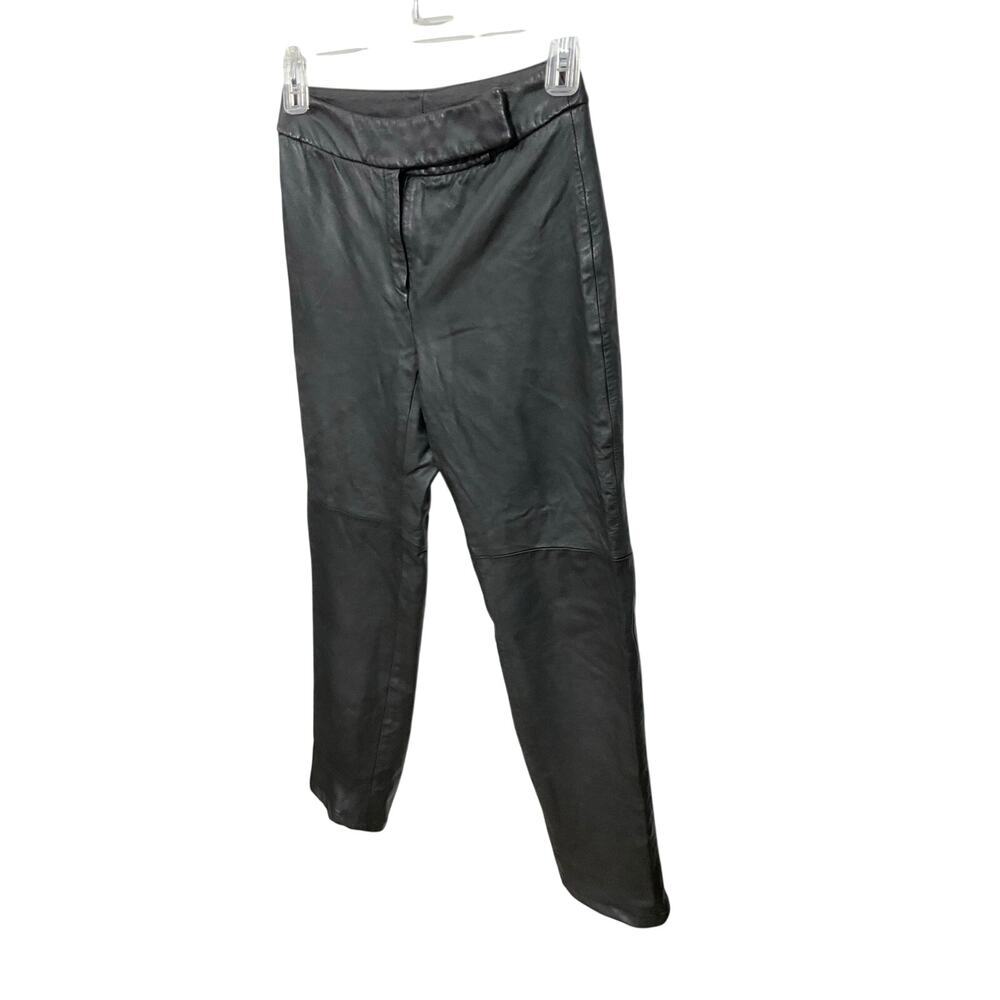 VTG Liz Claiborne Black Leather Riding Pants Size 6 Small Straight Leg - Picture 3 of 6
